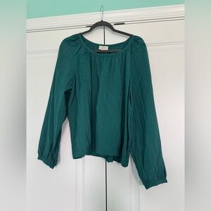LOFT Women’s Emerald Green Blouse Size Large New with Tags
